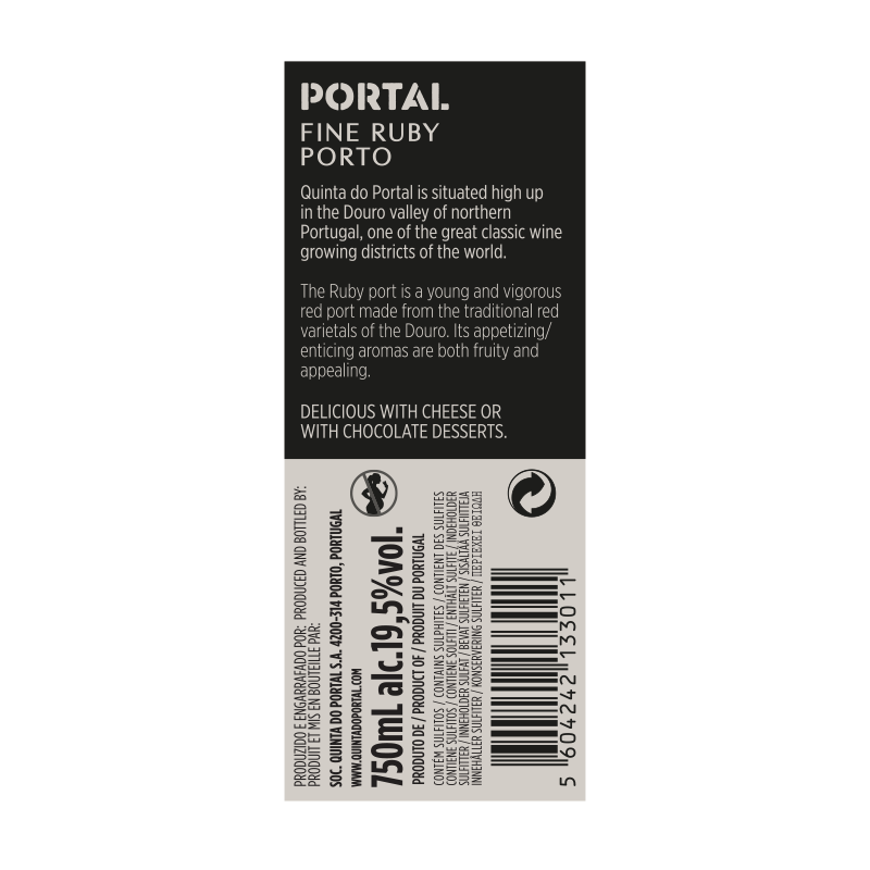 Portal Fine Ruby Port - Likörwein - Duoro - 0,75l - 19,5% vol.